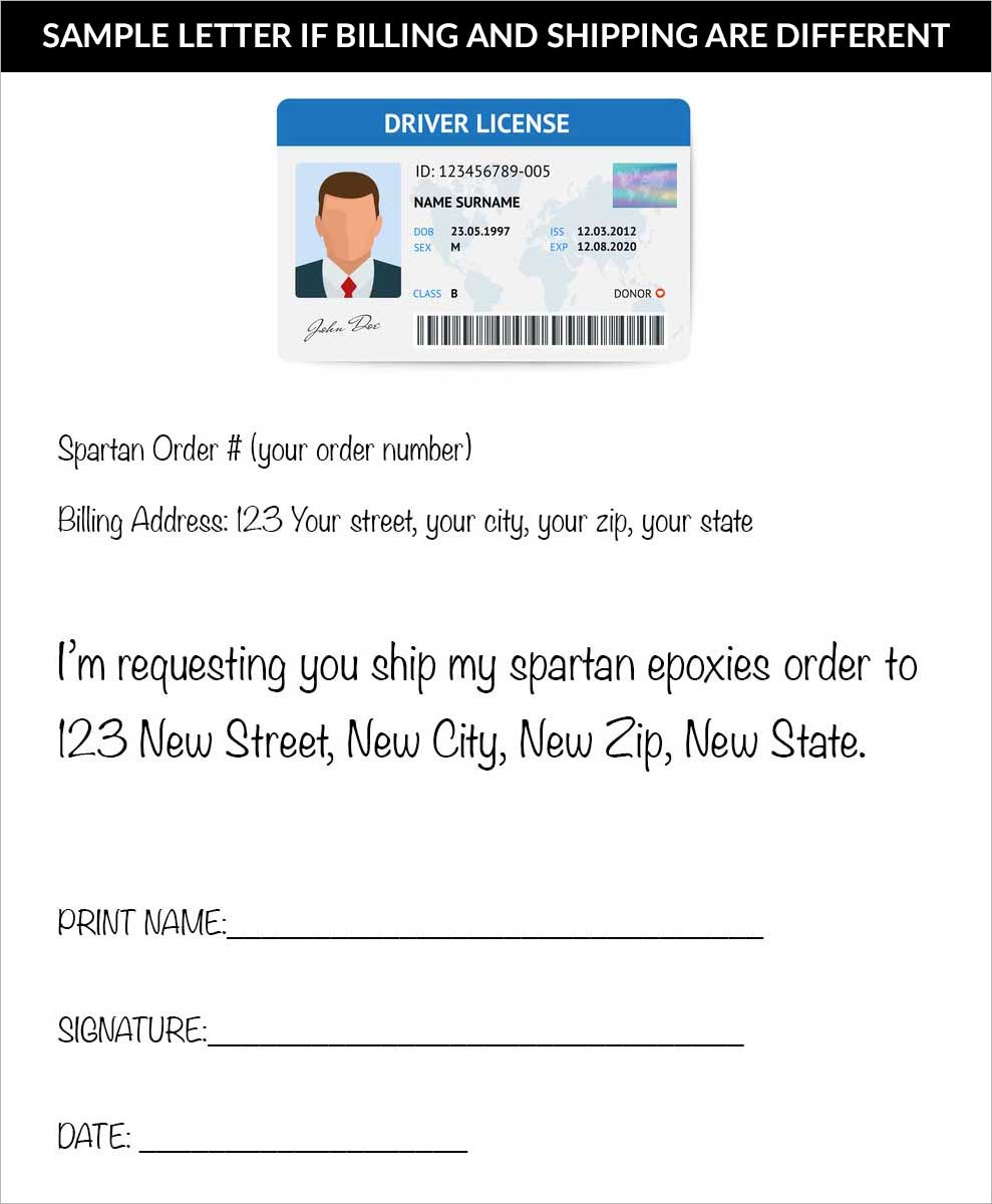 New Shipping Address Request Sample Image